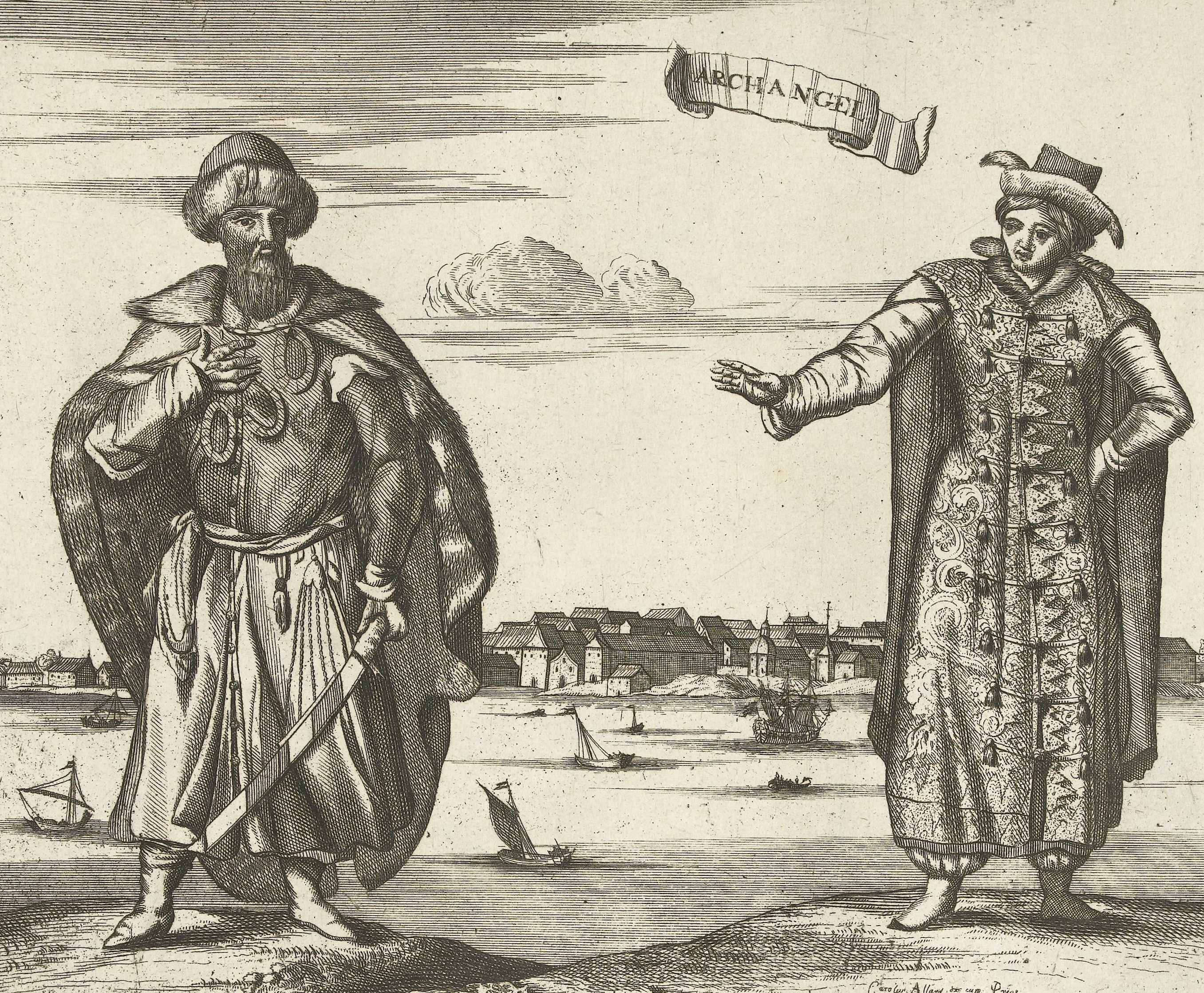 Twee inwoners van Archangel, 1726, Aldert Meyer, Pieter van der Aa (I), Carel Allard, 1726 